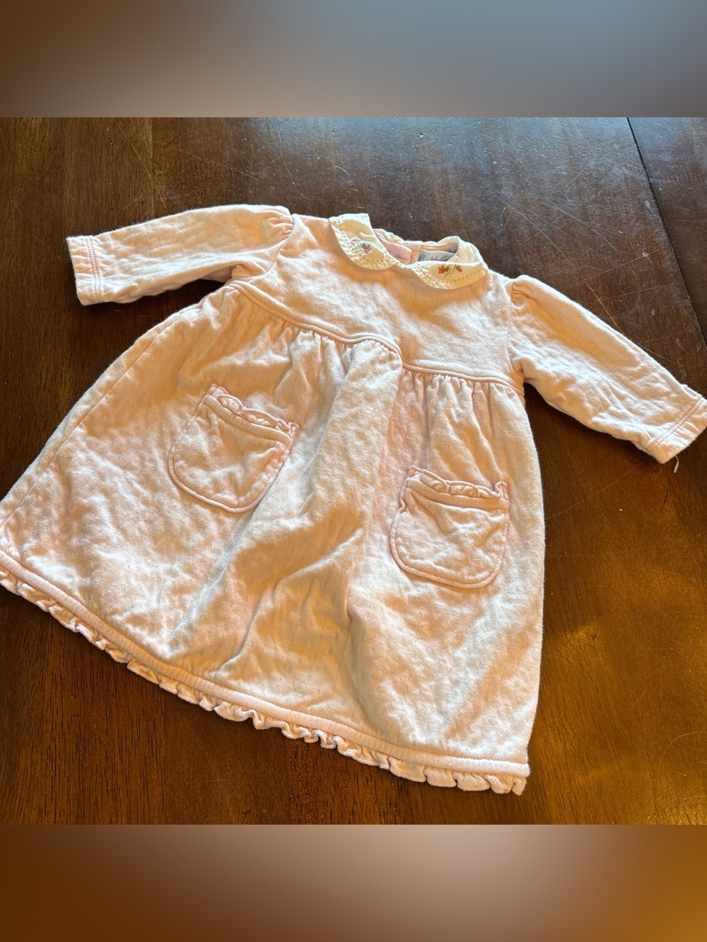 Ralph Lauren Pink Baby Dress with Embroidered Collar